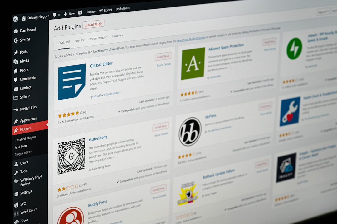 WordPress add new plugins page.